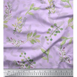 Soimoi Purple Rayon Fabric Berries Leaves Fabric Prints by Yard 42 Inch Wide