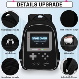 ZHIMEBYE Backpack For School Boys - Gamer Boys Backpack For Elementary Middle School - Boys Backpacks Ages 6-18 Kids Children Teens ，17″ Video Game Bookbag Travel Back Pack