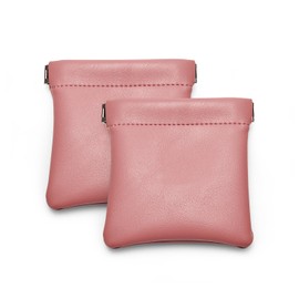 Oirlv 2PCS Pink Jewellery Pouch Jewellery Organiser PU Leather Organiser for Coins Brooch Badge Key