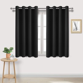 DWCN Black Curtains 54 Inches Long, Thermal Blackout Drapes for Bedroom, Room Darkening Panels for Living Room - W52 x L54 Inch, Set of 2