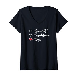 Womens Political Dog Lover Funny Democrat Republican Dogs V-Neck T-Shirt