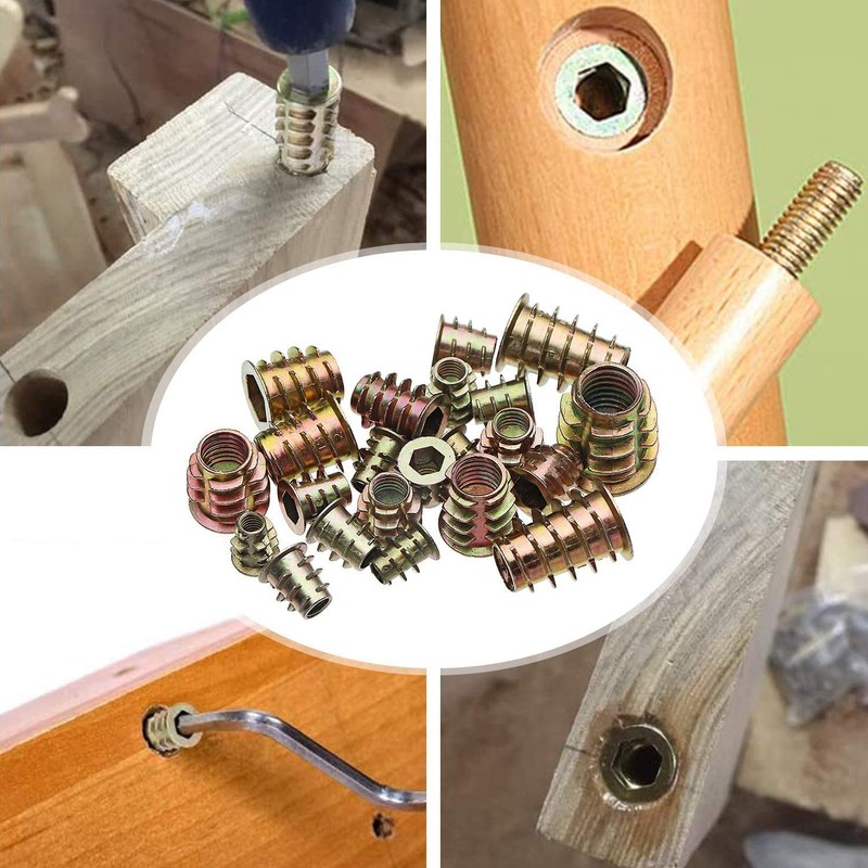 WJMY Screw Nut Threaded Inserts Wood Screw Thread 135 Pieces
