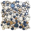 Elephantile Pebble Tile for Shower Floor Brown Blue Pebbles Mosaic