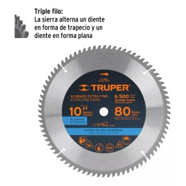 Truper Disco 10'' Sierra Alumin 5/8 80 Dientes Carburo Truper 18310