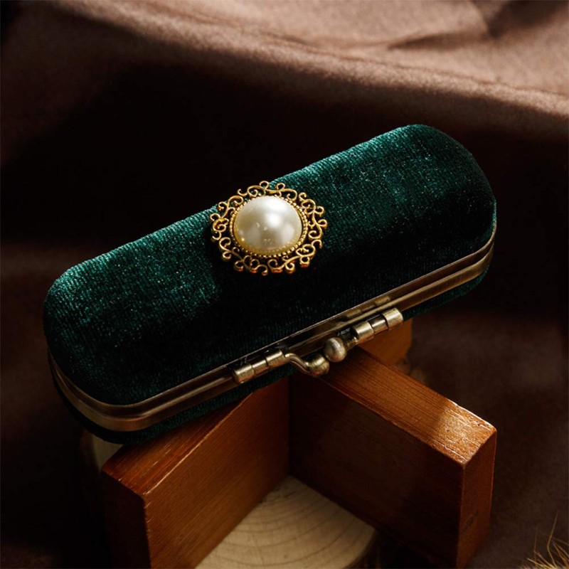 Cabilock - Caja organizadora de pintalabios de terciopelo con espejo