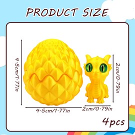 4 Pcs 3D Printed Dragon Set, 3D Printed Animals, Dragon Egg Ornaments, Desktop Decor Figures, Living Room, Bedroom, Kitchen DiningUnique Gifts for Birthdays and Special Occasions