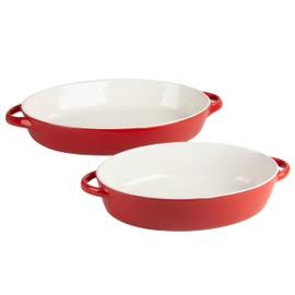 10 Strawberry Street Sienna Oval 13" and 10.5" Bakeware Set, Red