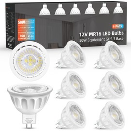 Aovpex MR16 LED Bulbs, 5W(50W Halogen Equivalent) Landscape Light Bulbs, 2700K Warm White, GU5.3 Bi-Pin Base, 40° MR16 LED 12V Spotlight for Landscape Track Lighting, Non-Dimmable, 6 Pack