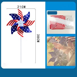 8 inch Patriotic Pinwheels American Flag Pinwheels Independent Day Stars and Stripes Stick on Outdoor Pinwheel, Fourth of July Children's Adult Party Supplies and Decorative Courtyard Garden Lawn.
