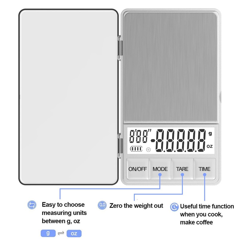 WEIGHTMAN Small Coffee Scale with Timer, 1000g x 0.1g, Mini