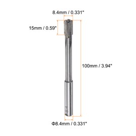 sourcing map Clamping Reamer 8.4 mm H7 Carbide Tip Straight Flutes Round Shank Lathe Cutter