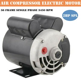 2hp Air Compressor Electric Motor, 56 Frame 3450 Rpm Single Phase Keyed Shaft Air Compressor Duty Electric Motor Ccw Rotation Facing Shaft 115/230V With Manual Overload Protection