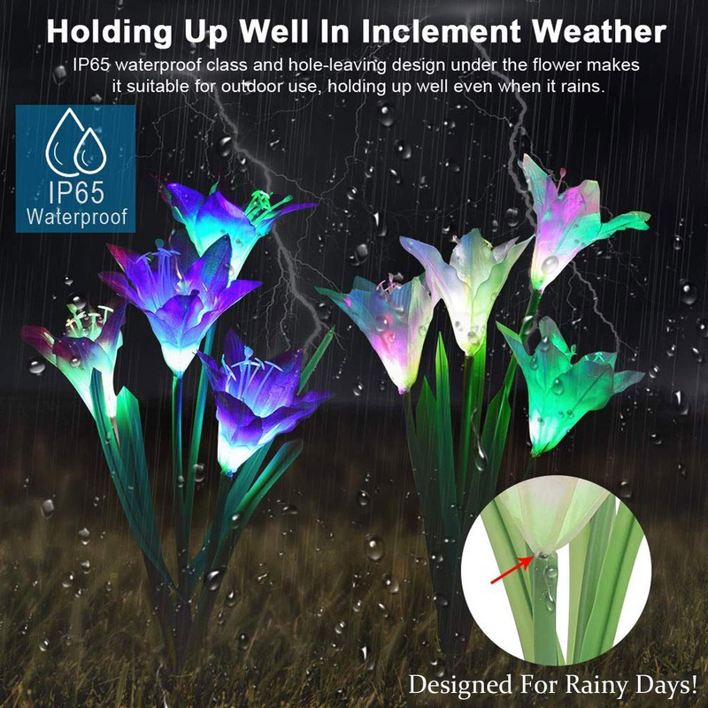Outdoor Solar Lights – Decorative LED Flowers – Pack of