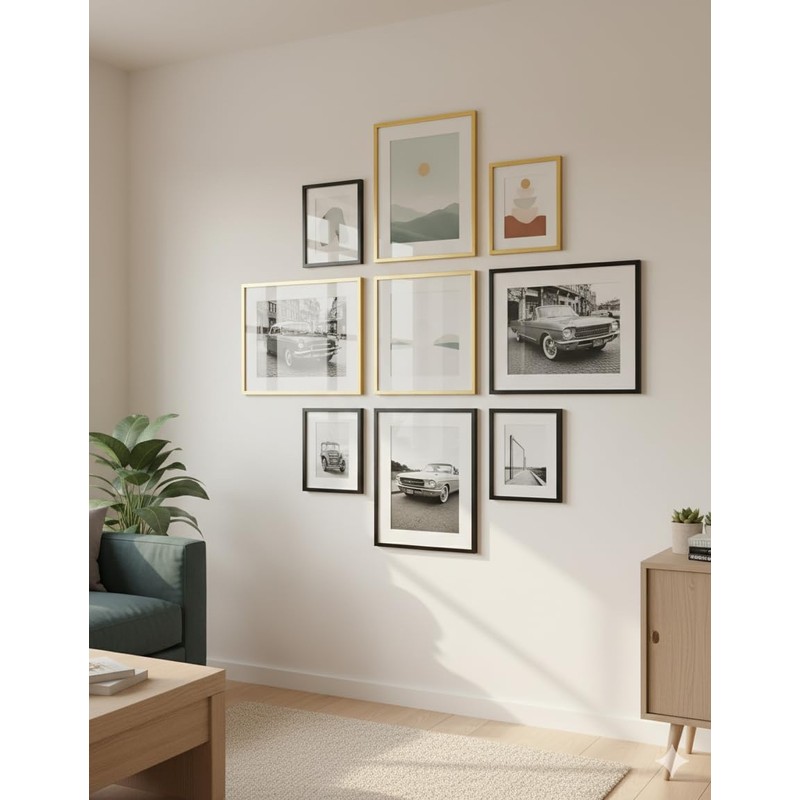 LIVINGTASTE A4 Picture Frame Brushed Gold Aluminium, 2-Pack 21x30 cm Photo