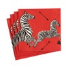 Caspari Zebras Paper Cocktail Napkins in Red - Four Packs