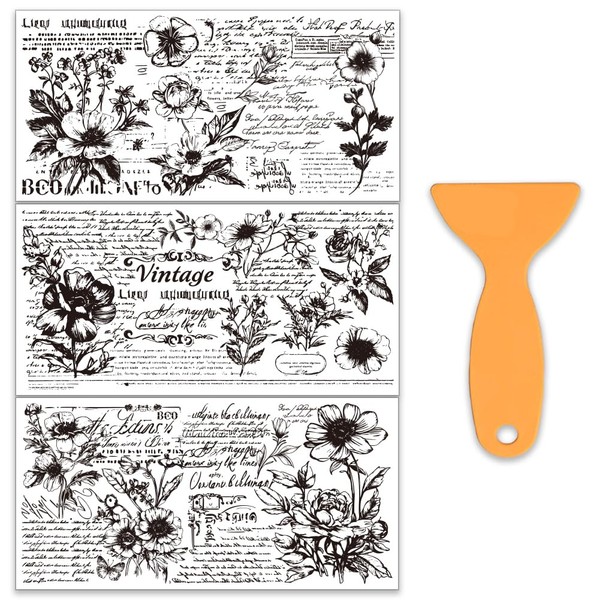 OLYCRAFT 3 Pieces/Set Black White Decals for Rubbing on Furniture