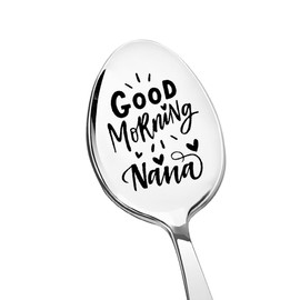 Nana Grandma Birthday Gifts for Grandmother Gigi Good Morning Nana Spoon for Nanny Mimi Grandma Mothers Day Gifts for Nana Grammy Granny Retirement Gift for Nana Mimi Engraved Coffee Spoon for Nana