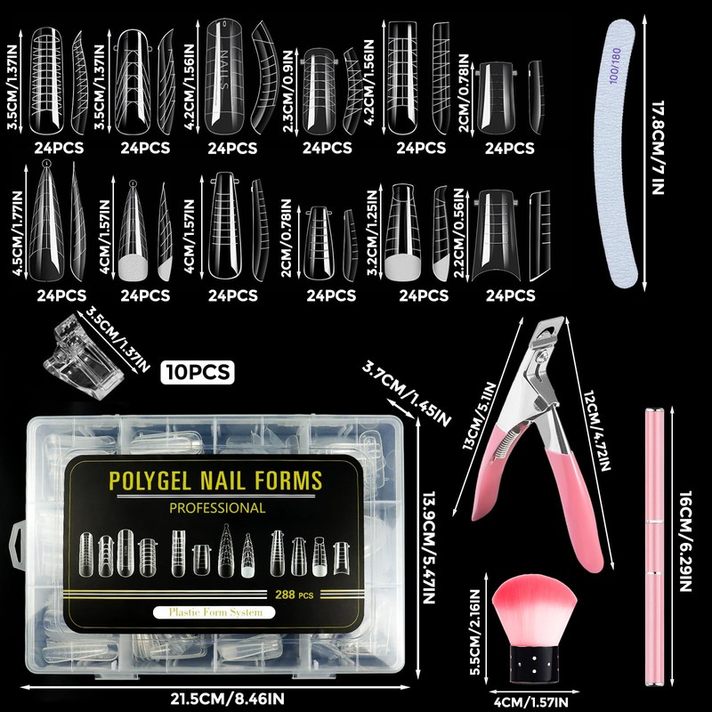 MCTNCT 306 Pieces Dual Nail Forms Set 12 Sizes Polygel