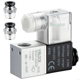 VIILOCK Pneumatic Solenoid Valve, 2 Position 2 Way 1/4”NPT Electric Solenoid Air Valve Normally Closed 2V025-08 (AC110V)
