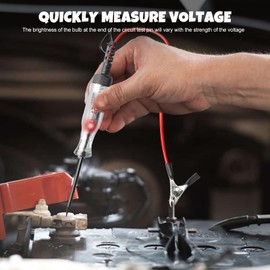 Voltage Tester Car Circuit Test Pen Pack of 2: Sporgo 3-120 V DC Car Power Tester with Crocodile Clip Spring Wire, Voltage Tester with Digital LCD Indicator Lamp, Car Test Lamp for Cars/Trucks, Red