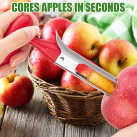 Apple Corer, Premium Stainless Steel Apple Corer Tool,Sturdy Ergonomic Handle, Easy to Use and Clean,Durable Apple Corer Remover for Pears, Bell Peppers, Fuji, Honeycrisp, Pink Lady Apples (red)
