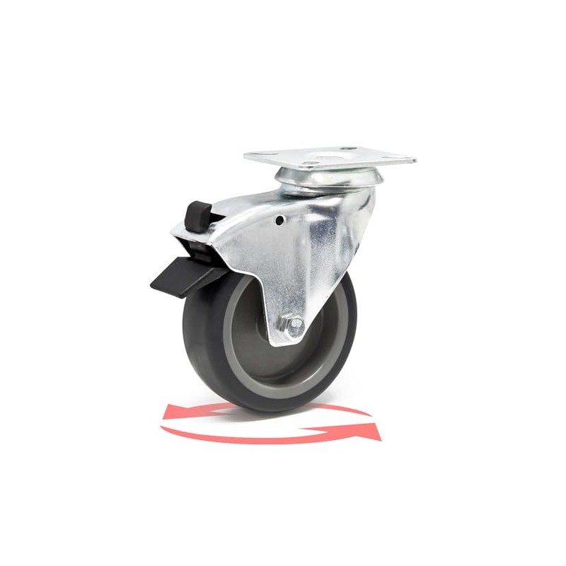 Wiltec Swivel Castor 75 mm with Plastic Wheel, Brake and