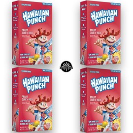 Hawaiian Punch Juicy Red Sugar-Free Powdered Drink Mix 4 Count of 8 packets each for Total of 32 Sticks bundle packaged by D'Elite Box