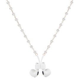 YWJRINDFL Anti-Lost Magnetic Strap Holder Gold Leash Pearl Chain Necklace Compatible With Airpods Pro 3 2 1