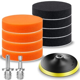 11 Pcs Polisher Buff 4.9 inches (125 mm) with Hex Shaft for Electric Polisher Electric Drill Impact Driver Polishing Pad Car Wash Set Car Polisher Car Wash