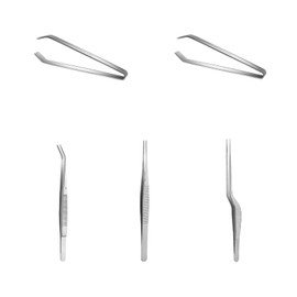 Eabdice Pack of 5 Kitchen Tweezers Stainless Steel Bone Tongs for Fish, Tweezers Bones Flat, Mainly Used for Processing Fish Bone, Fish Meat and Other Fish Foods