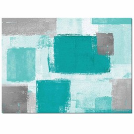 Teal Grey Abstract Area Rugs Indoor Non-Slip Washable Rug 2x3 Ft Abstract Geometric Oil Painting Style Modern Rubber Backing Floor Mats Contemporary Home Decor Carpet for Entryway Living Room