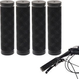 hzkais 2 Pairs Bike Handlebar Grips, Bicycle Handlebar, Non-Slip Soft Rubber Cycling Grips, 120 mm Road Mountain Bicycle Grip, 22 mm Inner Diameter, Black, Water Ripple
