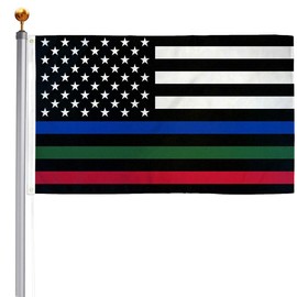 Thin Blue Red Green Line American Flag 3x5 Outdoor- Police Firefighter Military American Flags- USA Flag Support Fire Military Law Enforcement Officers