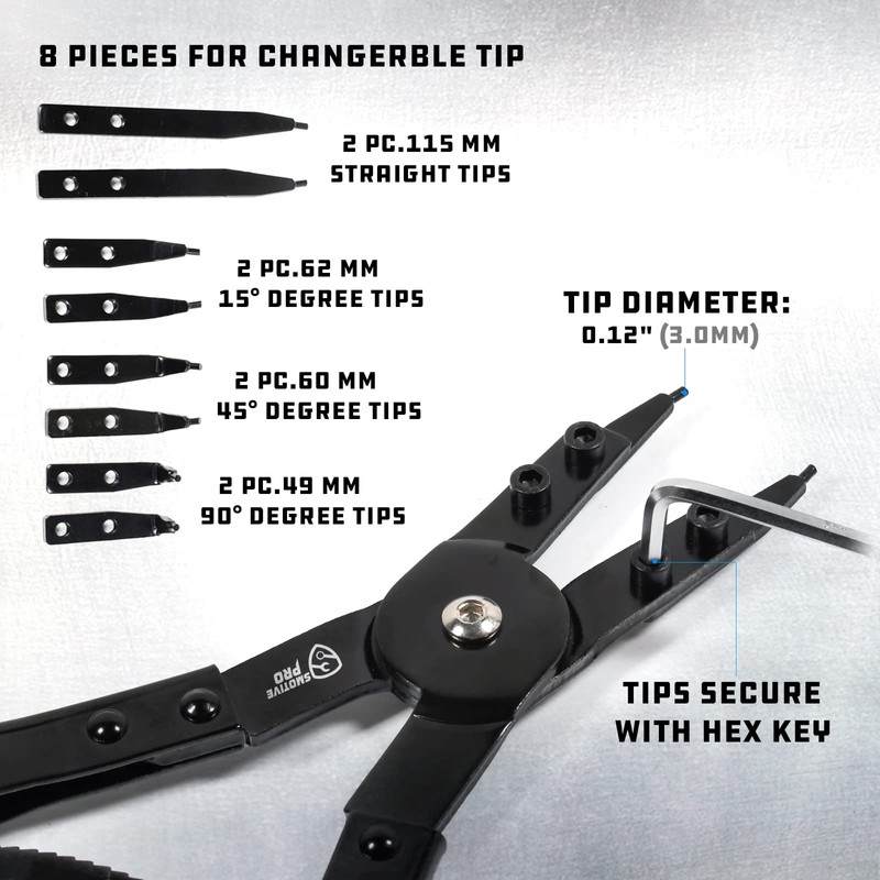 SMOTIVEPRO 16" Snap Ring Pliers Set，2 Piece Internal and External
