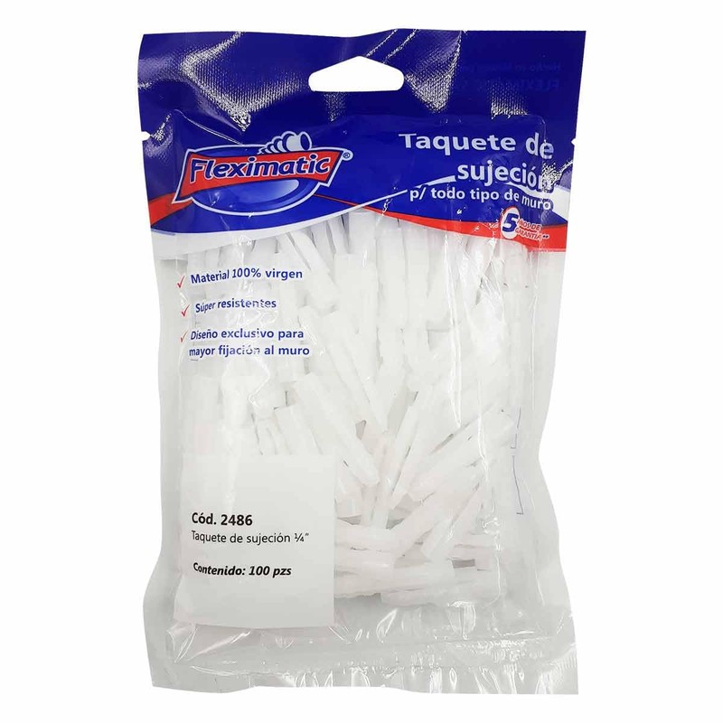 Taquete Blanco De Sujecion 1/4 Alta Densidad Bolsa 100 Pzs