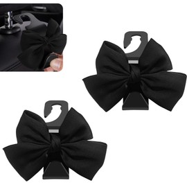 QQWD Purse Hook for Car, Cute Bow Car Seat Headrest Hook Hanger for Purses and Bags, Bow Car Accessories Rear Seat Storage Hooks, Universal Auto Interior Decor Organizer for SUV, Sedan, Truck(Black)