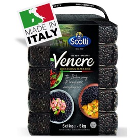 Black Rice, Venere, Product of Italy, All Natural, Non-GMO, Gluten-Free, Riso Scotti (Black Rice 11 lbs (5 x 1kg))