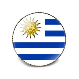vmcoatdu Round 1 Inch Uruguay Flag Pin International Travel Brooch Metal and Glass Revivalism Style Souvenir Badge for Hat Clothes Backpack