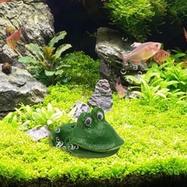 Fish Tank Air Bubbler Decor, Aquarium Frog Air Oxygen Bubbler Decorations, Fish Tank Oxygen Aerating Action Resin Sculpture for Habitat Freshwater Landscape