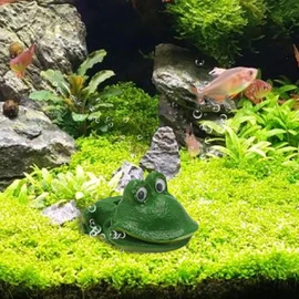 Fish Tank Air Bubbler Decor, Aquarium Frog Air Oxygen Bubbler Decorations, Fish Tank Oxygen Aerating Action Resin Sculpture for Habitat Freshwater Landscape
