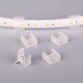 UtySty 50 Pack LED Strip Light Clips With Screws Neon lamp Mounting Fixing Bracket Clamp Holder for 10-12mm RGB Lights Buckles Flexible Ribbon Tape Cable Management 5050/5630 Indoor and Outdoor