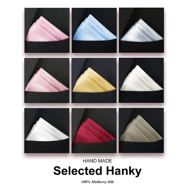 Selected Hanky 100% Pure Silk Pocket Square Solid Burgundy