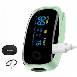 Oxímetro de pulso recargable, monitor de oxígeno en la punta del dedo con frecuencia de pulso SpO2 y PI RR OLED, oxímetro rápido de precisión,...     