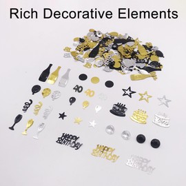 NXPUXP 40th Anniversary Confetti Birthday Decorations, Sequin Birthday Table Decorations, Birthday Party Decorations, Birthday Table Decorations (Black Gold 40 Years Old)