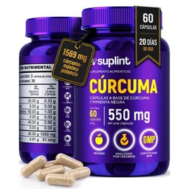 Cúrcuma con Pimienta Negra 1569 mg por Porción – Suplemento Alimenticio Vegano, Sin OGM y Sin Gluten – 60 Cápsulas – Ingredientes Naturales – Fórmula 