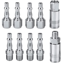 Nutmanel 1/4" BSP Air Line Hose Compressor Fitting Pcl Air Fittings, 10 Pcs 1/4 BSP Airline Fittings Coupling Connector Male Female, Air Coupler Compressor Fittings Quick Release
