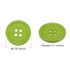 sourcing map 10pcs 36L Sewing Buttons 7/8" Resin Round Flat 4-Hole Craft Buttons, Green