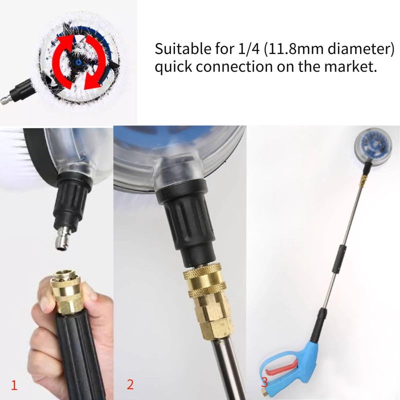 Kuuleyn Rotary Wash Brush,Pressure Washer Brush,360-Degrees Fan Shaped Power Washer