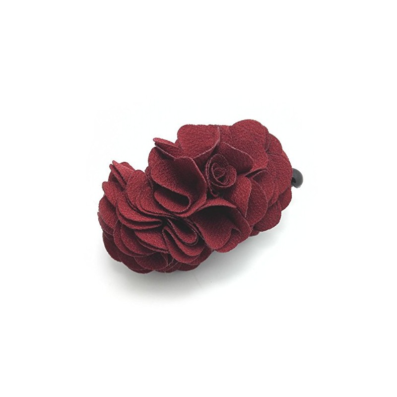 Meilliwish Flowers Rose Hair Clip Ponytail Holder(H41)(WineRed)
