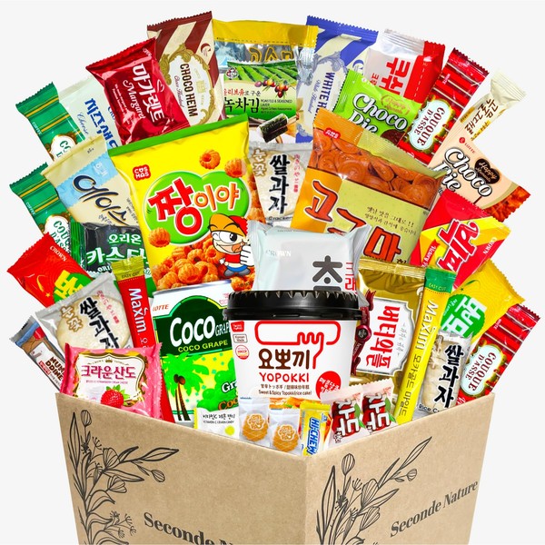 Journey of Asia Korean Snack Box 38 Count Care Package Individually Wrapped Essentials Packs of Candy, Snacks, Chips, Cookies, Treats for Friends, Family, Kids, Children, Teens, College Students, Adult, Senior, and Military by Seconde Nature